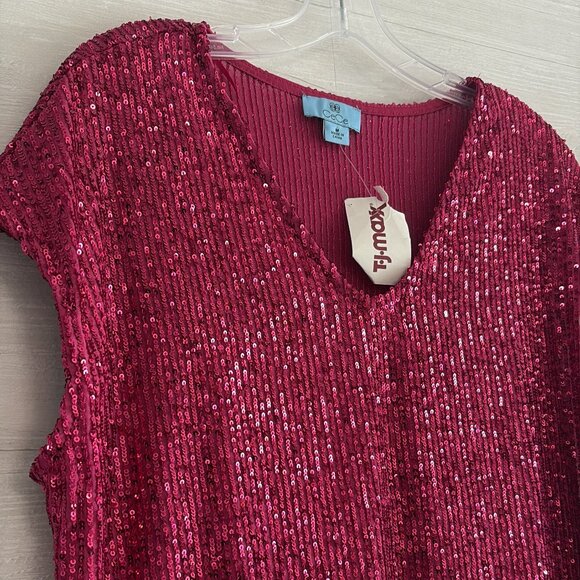 CeCe Pink Sequin top M - Picture 3 of 4